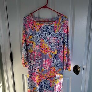 Lilly Pulitzer Lavender Floral Long-Sleeve Shift Dress